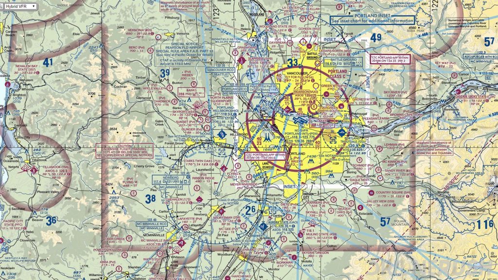Carte de l'espace aérien VFR