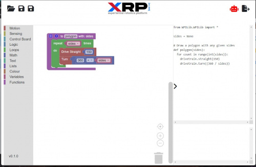 Programmation du kit XRP dans Blockly